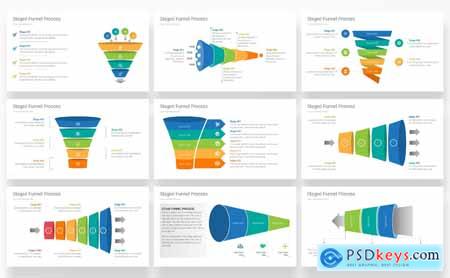 Staged Funnel Process PowerPoint Templates