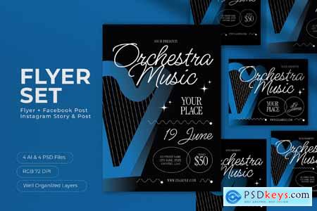 Black Gradient Orchestra Music Flyer Set