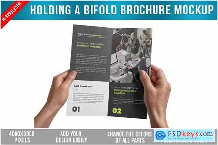 Holding a Bifold Brochure Mockup