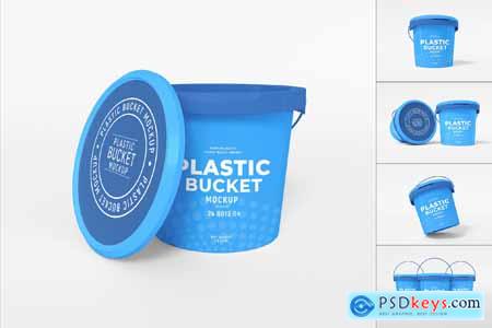 Plastic Paint Bucket Mockup Set