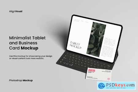 Minimalist Tablet and Business Card Mockup