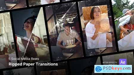 Social Media Reels - Ripped Paper Transitions After Effects Project Files 54849547