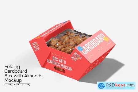 Folding Cardboard Box with Almonds Mockup