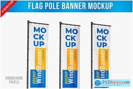 Flag Pole Banner Mockup