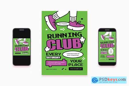 Green Doodle Running Club Flyer Set