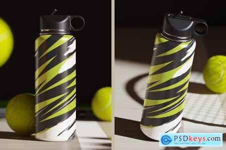 Water Bottle with Tennis Balls Mockup