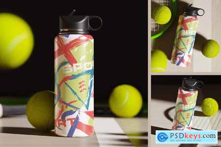 Water Bottle with Tennis Balls Mockup