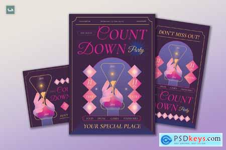 Purple Gradient Count Down Party Flyer Set 001