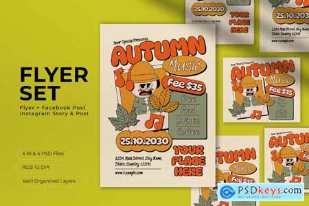 Orange Yellow Maximalist Autumn Music Flyer Set