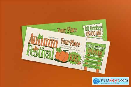 Orange Green Antidesign Autumn Music Ticket