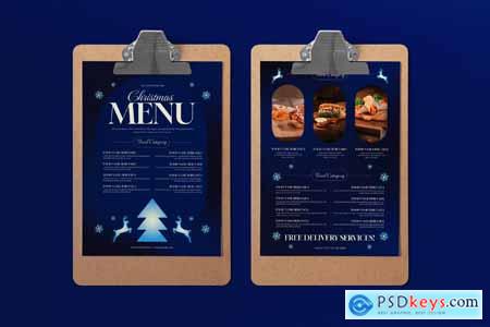 Blue Gradient Minimalist Christmas Food Menu