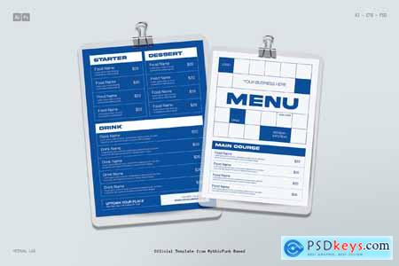 Blue Simple Food Menu