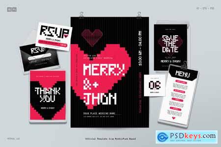 Retro Pixel Wedding Invitation Pack