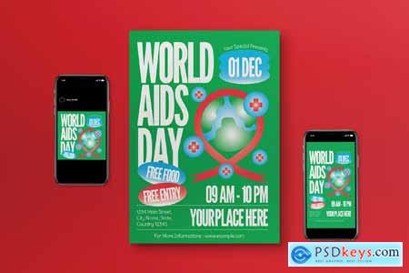 Green Beige Geominimalist World Aids Day Flyer Set