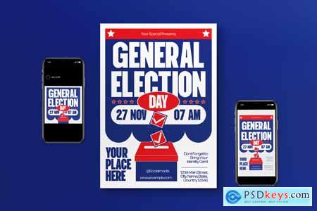 Blue Red Maximalist General Election Day Flyer Set