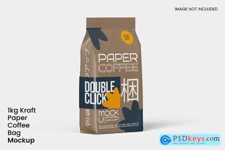 1kg Kraft Paper Coffee Bag Mockup