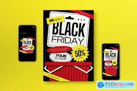 Red Gothic Playful Black Friday Flyer Set