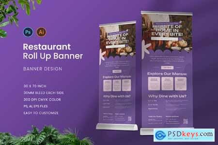 Purple Restaurant Roll Up Banner