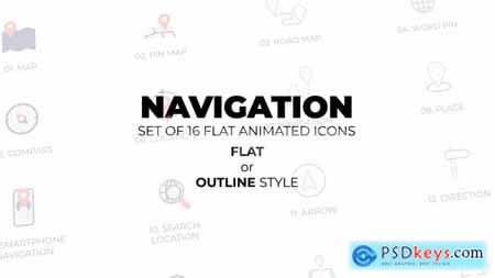 Navigation - Set of 16 Animated Icons Flat or Outline style 55289727