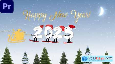 New Year Cartoon Skier 2025 MOGRT 55290580