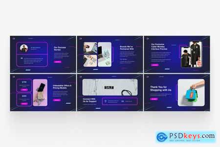 Dark Neon Cyber Monday Sales Presentation Template