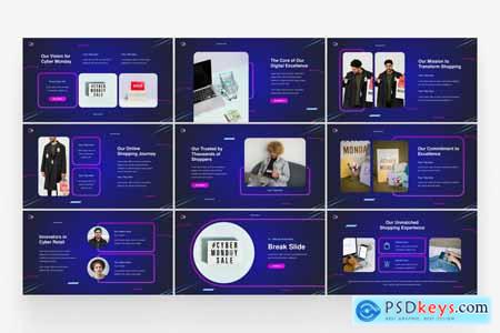 Dark Neon Cyber Monday Sales Presentation Template