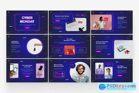 Dark Neon Cyber Monday Sales Presentation Template