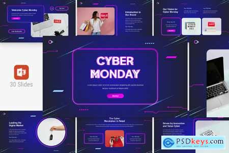 Dark Neon Cyber Monday Sales Presentation Template