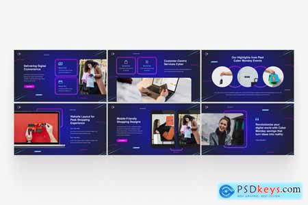 Dark Neon Cyber Monday Sales Presentation Template