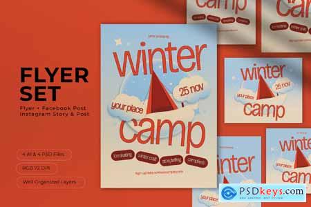 Cream Maximalism Winter Camp Flyer Set