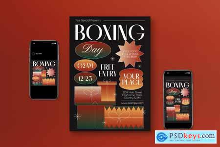 Black White Art Deco Boxing Day Flyer Set