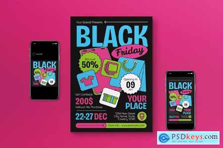 Black Pink Maximalist Black Friday Flyer Set