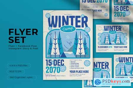 White Scrapbooking Winter Camp Flyer Set