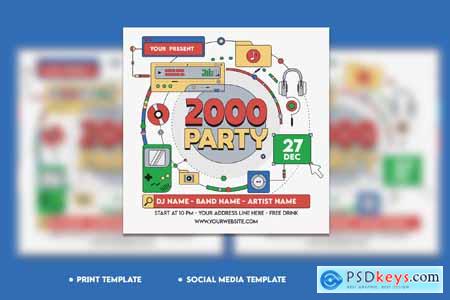 2000 Party Flyer Template