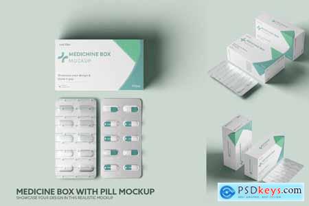 Medicine Box with Pill Mockup