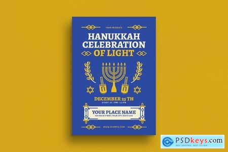 Blue Hanukkah Celebration Flyer