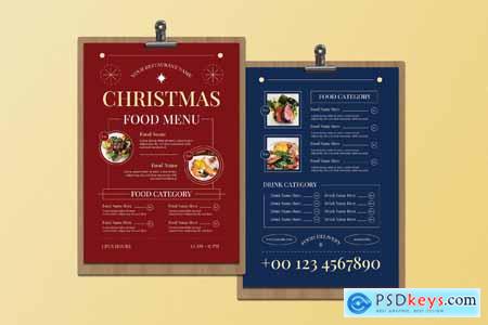 Blue Elegant Minimalist Christmas Food Menu