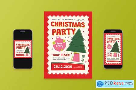 Red Riso Christmas Party Flyer Set