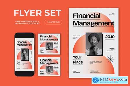 Orange Grey Financial Management Flyer Set