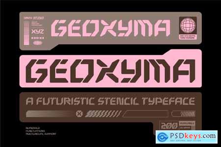 Geoxyma  Futuristic Stencil Font