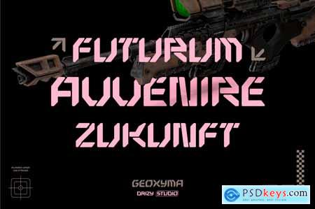 Geoxyma  Futuristic Stencil Font