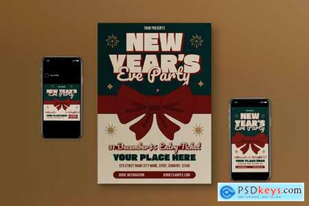 Green New Years Eve Party Flyer Set