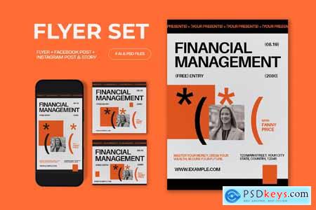 Orange Utilitarian Financial Management Flyer Set