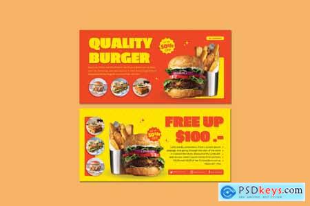 Orange And Yellow Burger Voucher