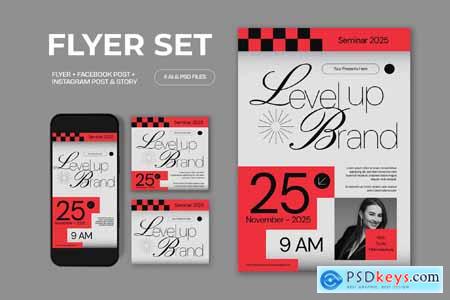 Red Utilitarian Level Up Your Brand Flyer Set