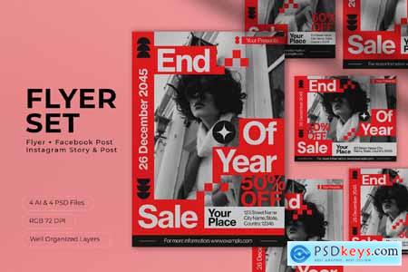 Red Brutalism End of Year Sale Flyer Set