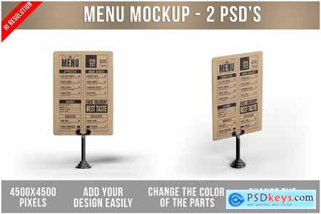 Menu Sign Table Tent Mockup