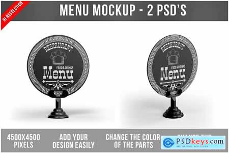 Menu Round Sign Table Tent Mockup