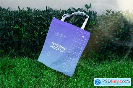 Realistic Tote Bag Mockup in Natural Setting