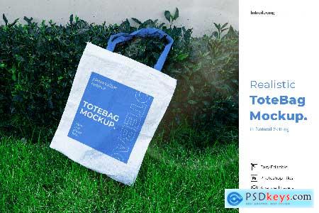 Realistic Tote Bag Mockup in Natural Setting